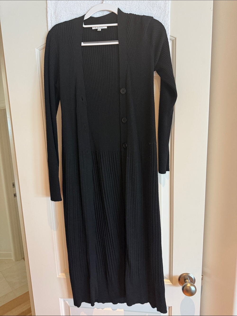 Z Supply Black Long Sleeve Ribbed Button-Front Dress